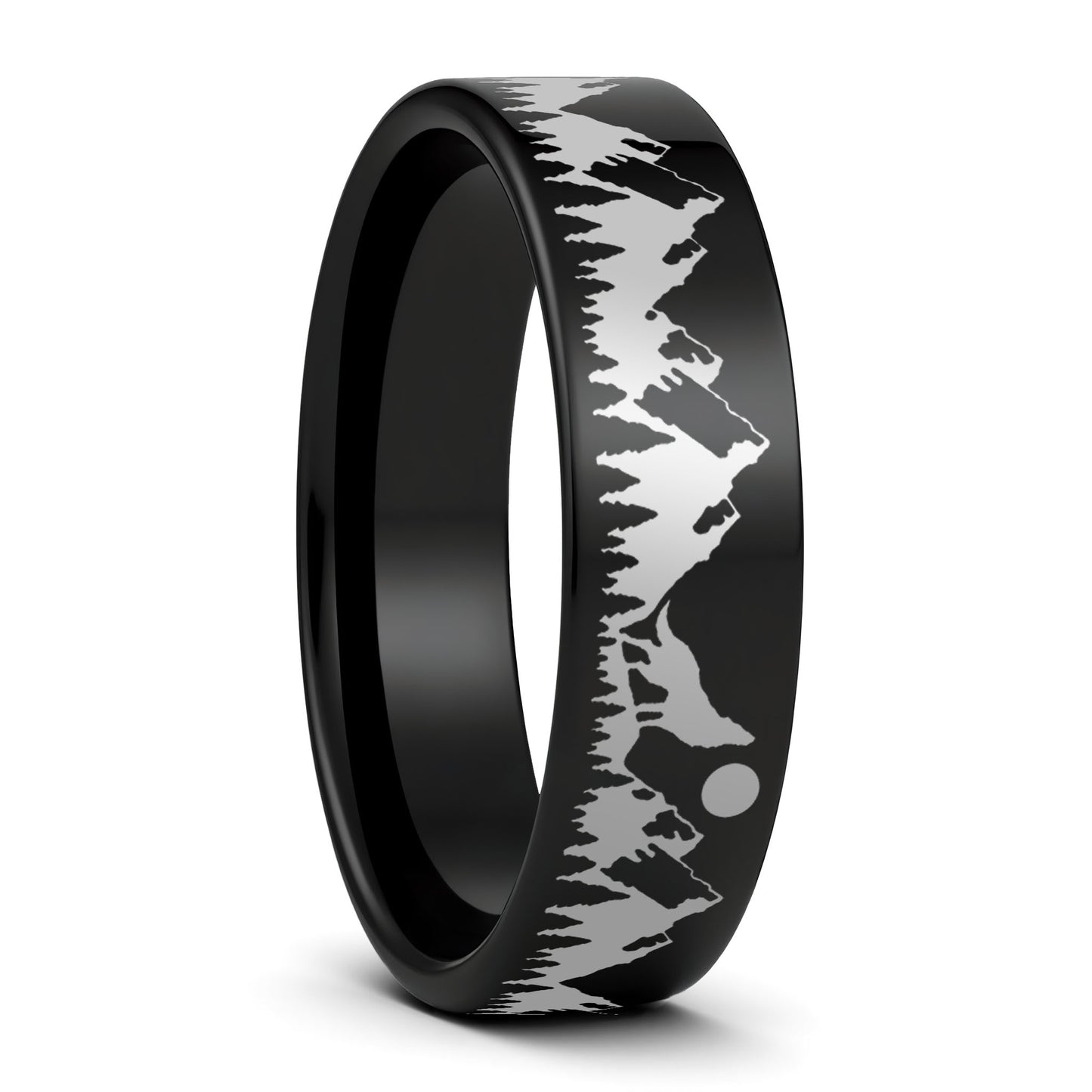 Alliance en tungstène pour hommes Howling Wolf Moon