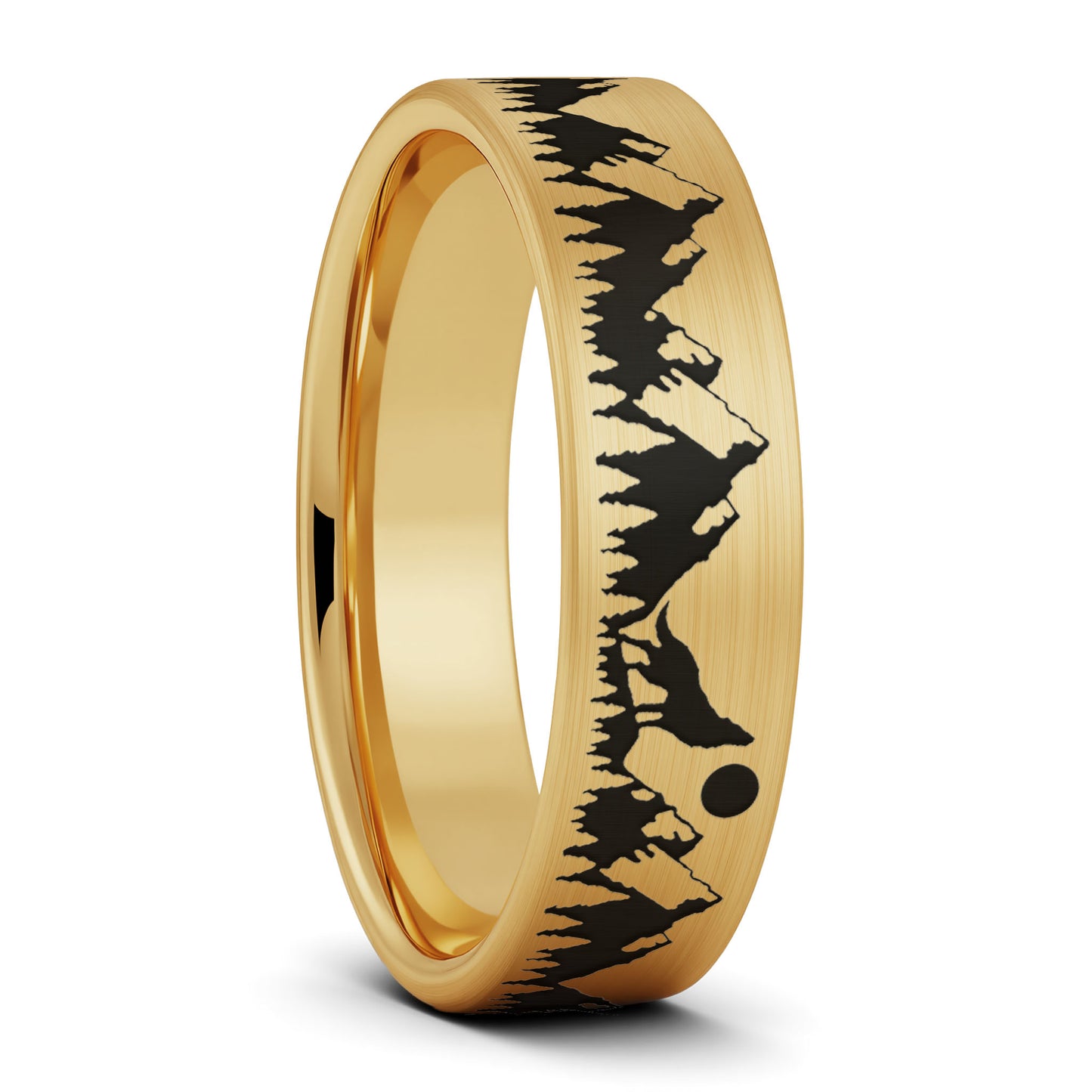 Alliance en tungstène pour hommes Howling Wolf Moon