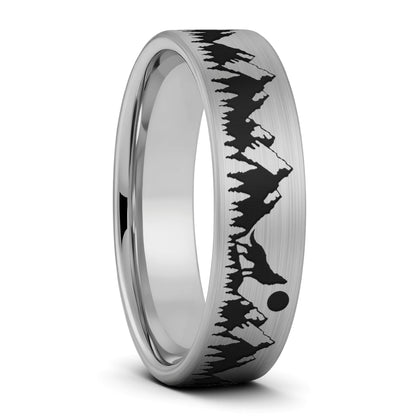 Alliance en tungstène pour hommes Howling Wolf Moon