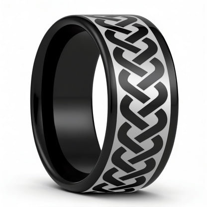 Tungsten Men's Wedding Band with Celtic Knot Pattern