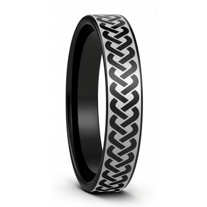 Tungsten Men's Wedding Band with Celtic Knot Pattern