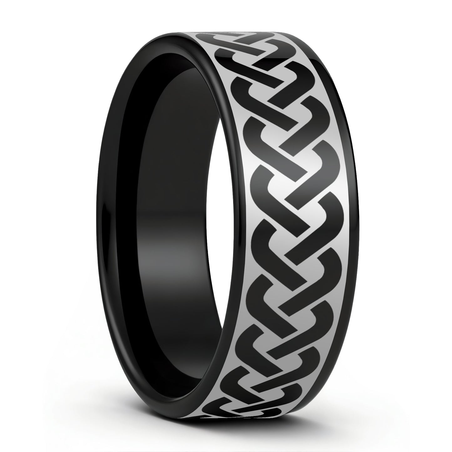 Tungsten Men's Wedding Band with Celtic Knot Pattern