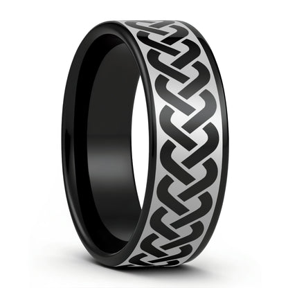 Tungsten Men's Wedding Band with Celtic Knot Pattern