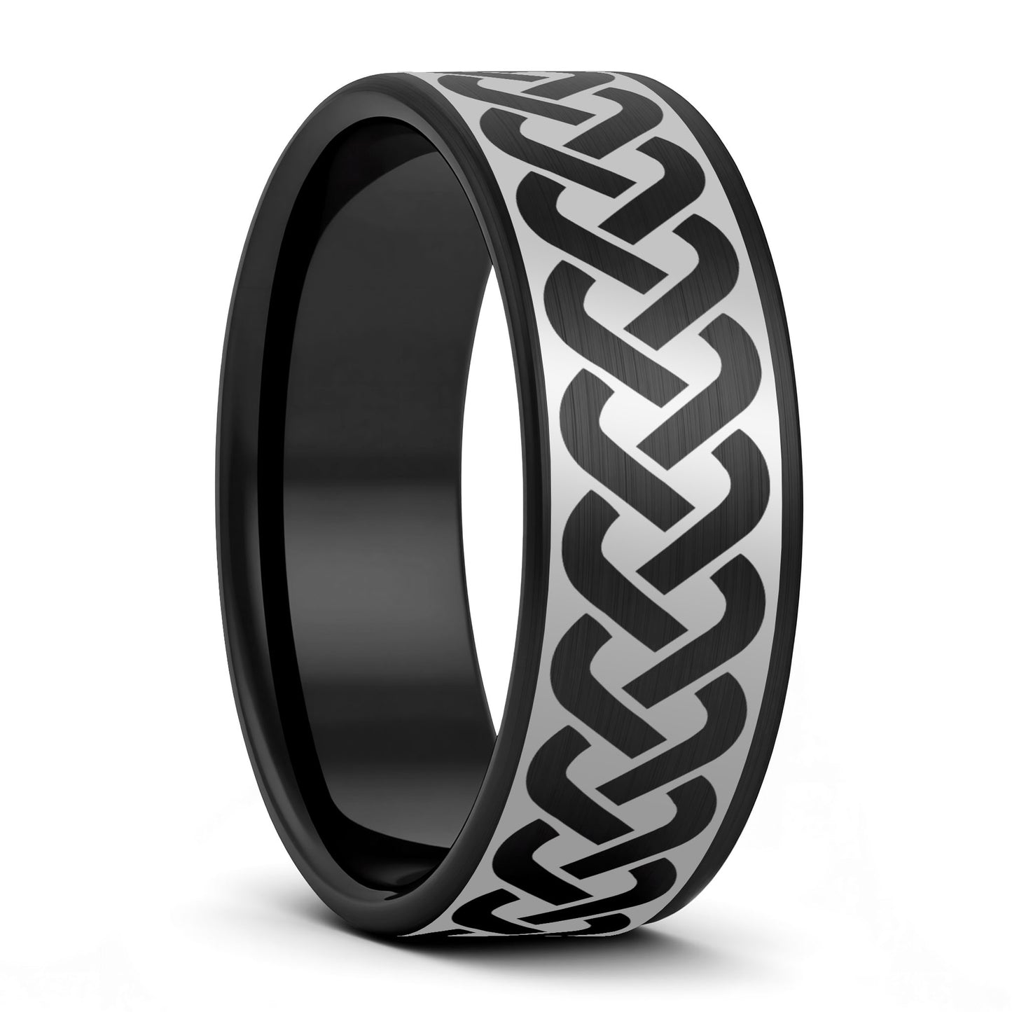Celtic Knot Pattern Brushed Tungsten Wedding Band