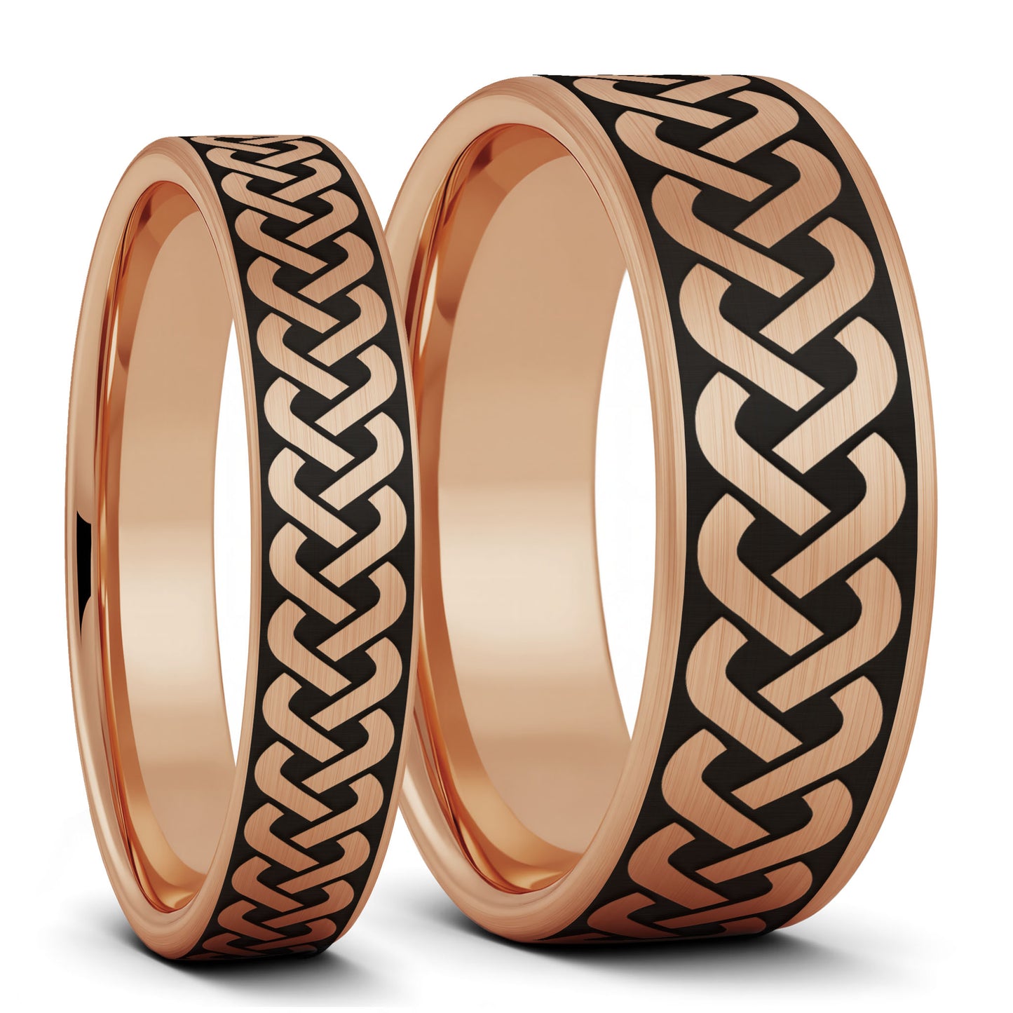 Celtic Knot Pattern Brushed Tungsten Couple's Matching Wedding Band Set