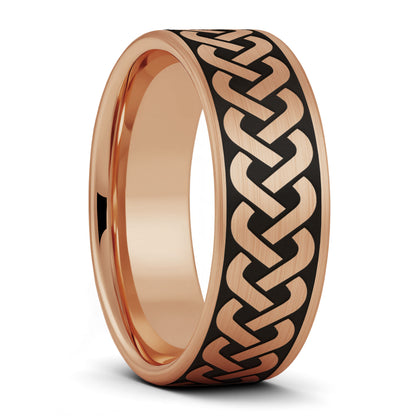 Celtic Knot Pattern Brushed Tungsten Wedding Band