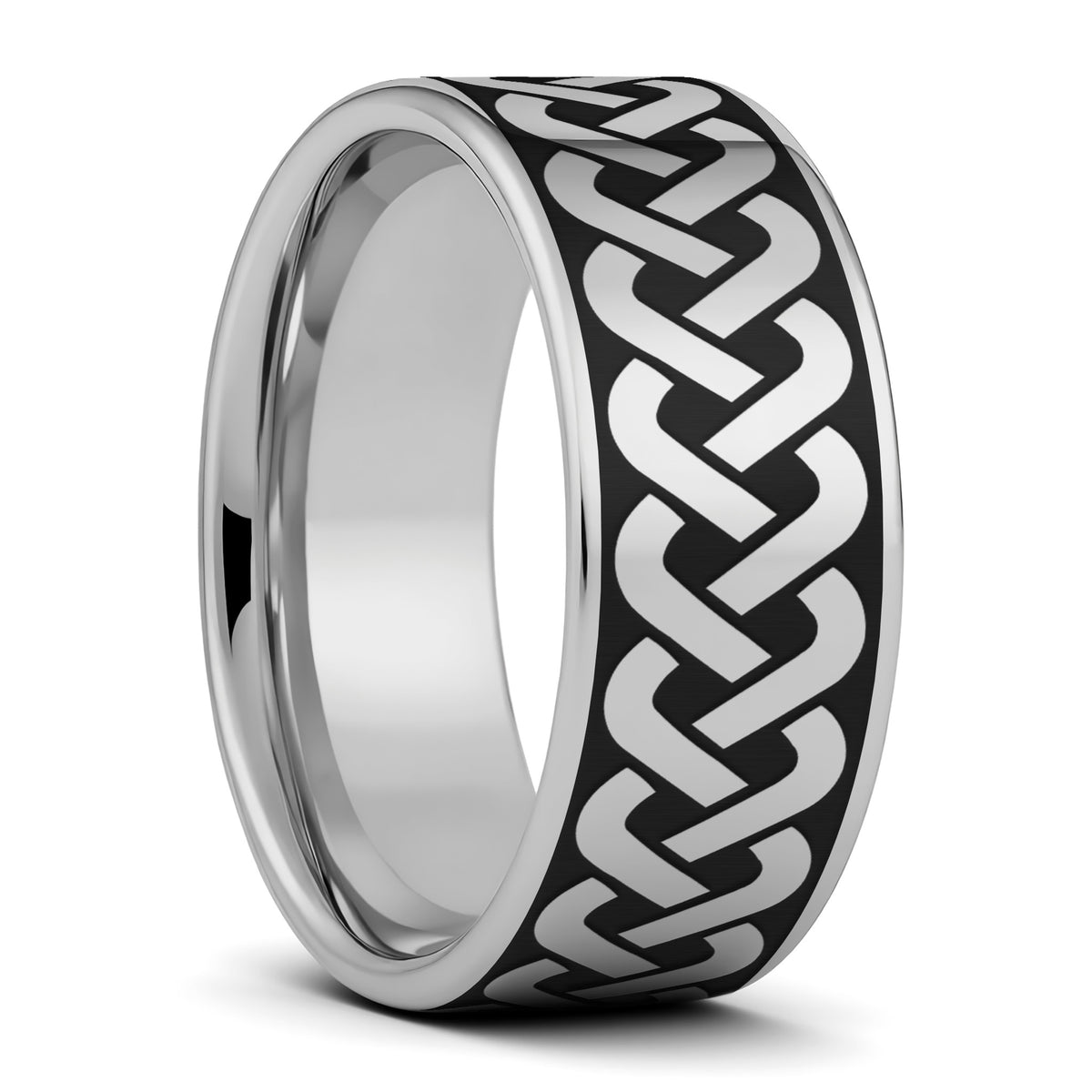 Tungsten Men's Wedding Band with Celtic Knot Pattern