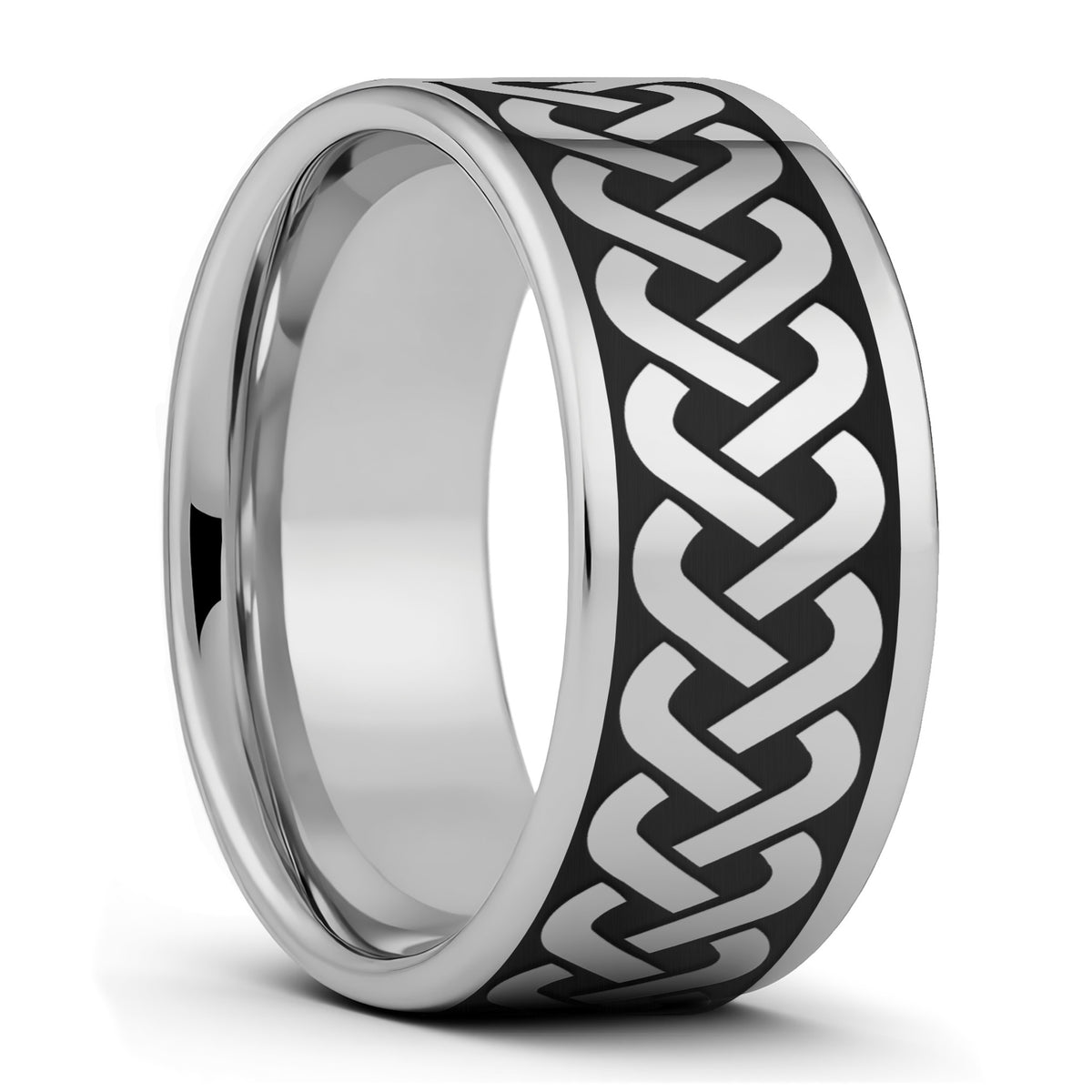 Tungsten Men's Wedding Band with Celtic Knot Pattern