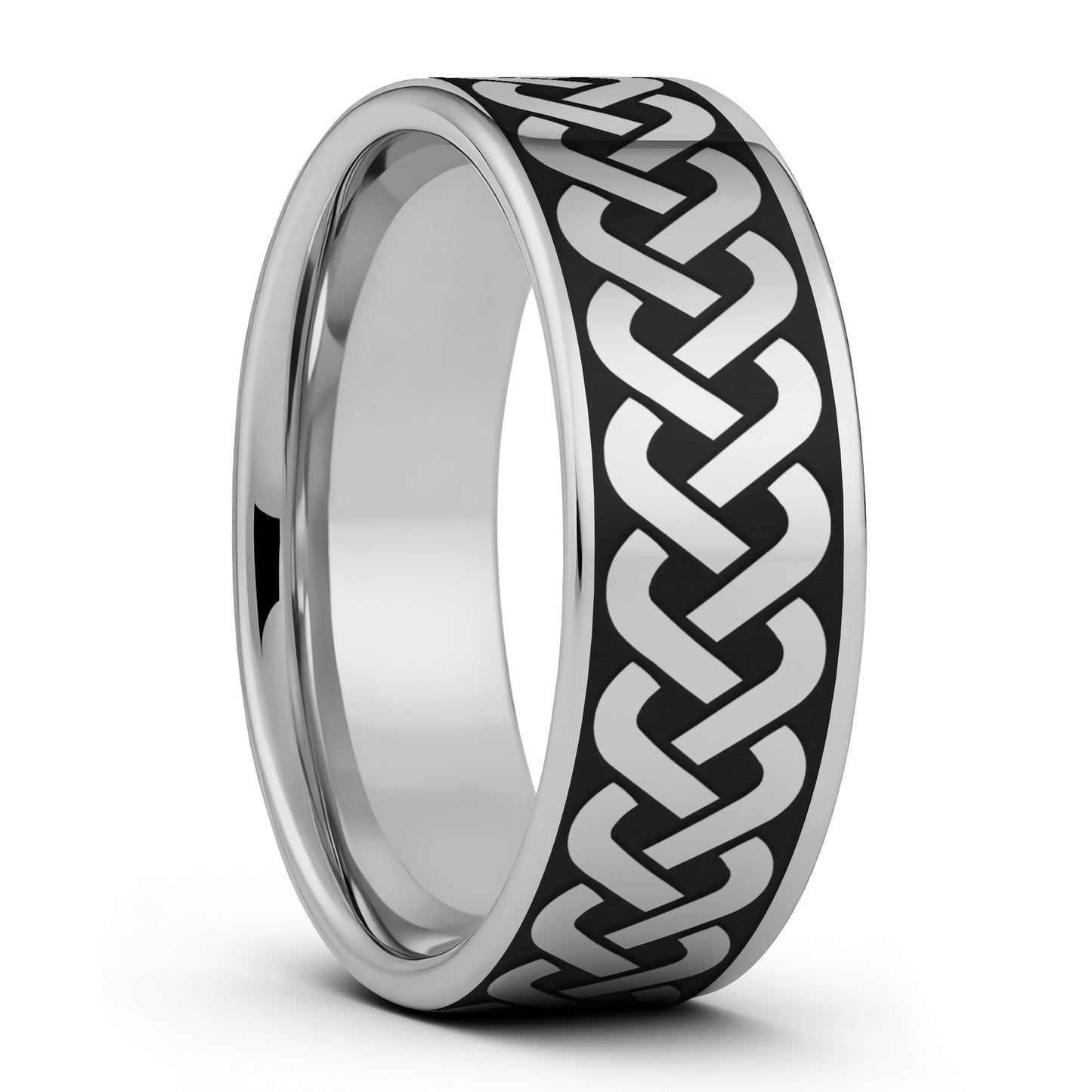Tungsten Men's Wedding Band with Celtic Knot Pattern