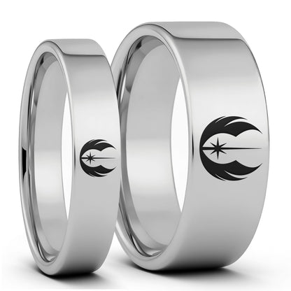 Star Wars Jedi Order Tungsten Couple's Matching Wedding Band Set