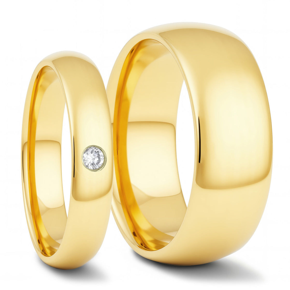 Ensemble d'alliances assorties pour couple en tungstène en or jaune