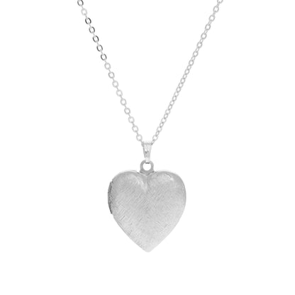 Heart Locket Necklace with Brushed Finish