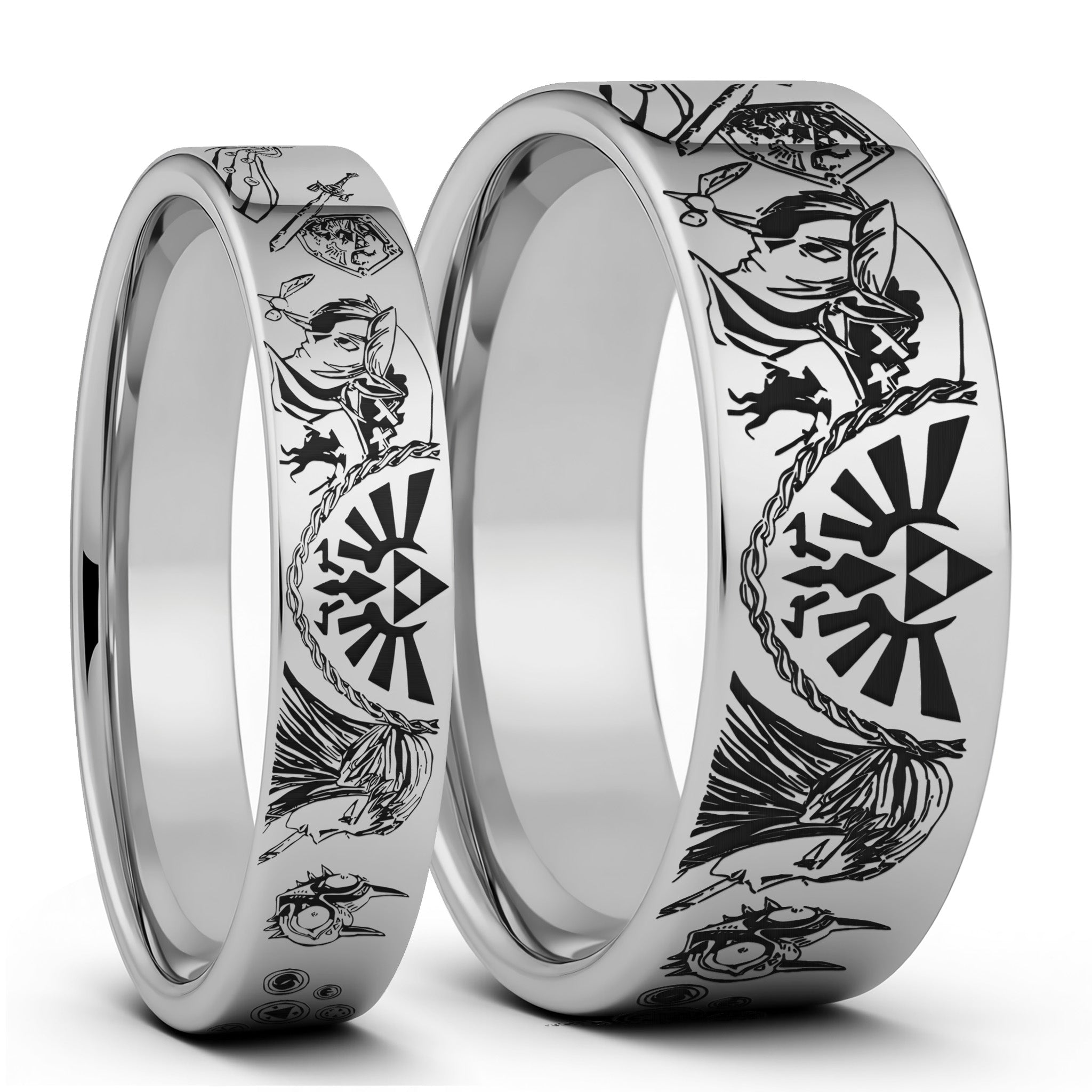 リング コンプリートセット Legend of Zelda Black Tungsten Couple's Matching Ring Set