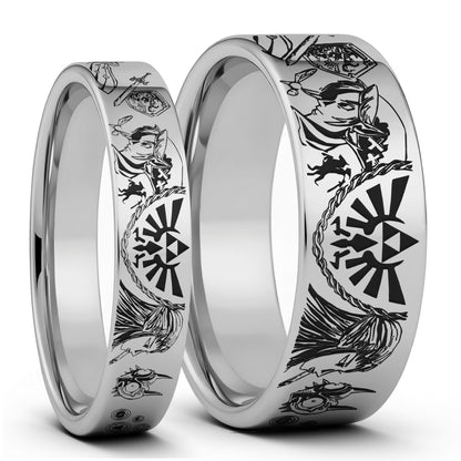 Legend of Zelda Tungsten Couple's Matching Wedding Band Set