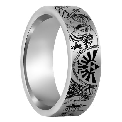 One Legend of Zelda Tungsten Men's Wedding Band displayed on a plain white background