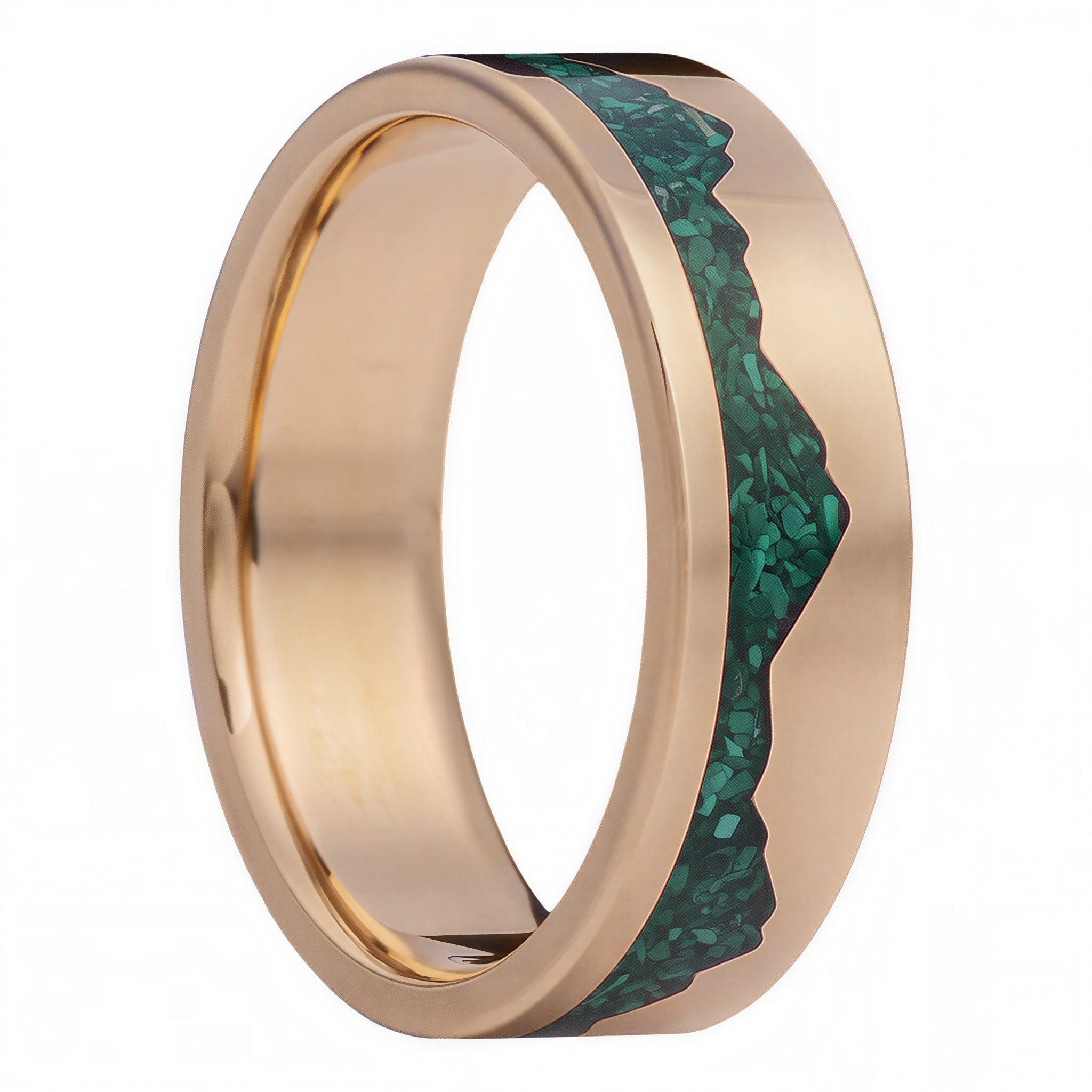 Malachite Inlay Mountain Range 14k Gold Ring | Vansweden Jewelers