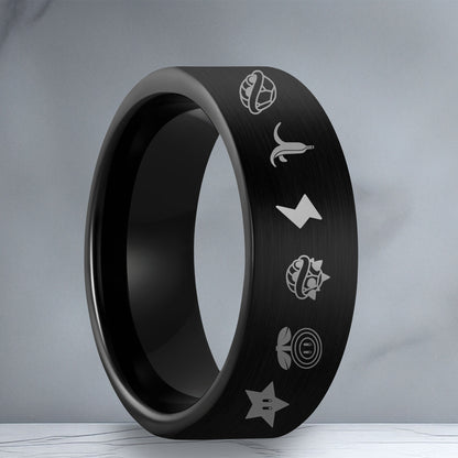 Mario Kart Items Alliance en tungstène noir brossé pour homme