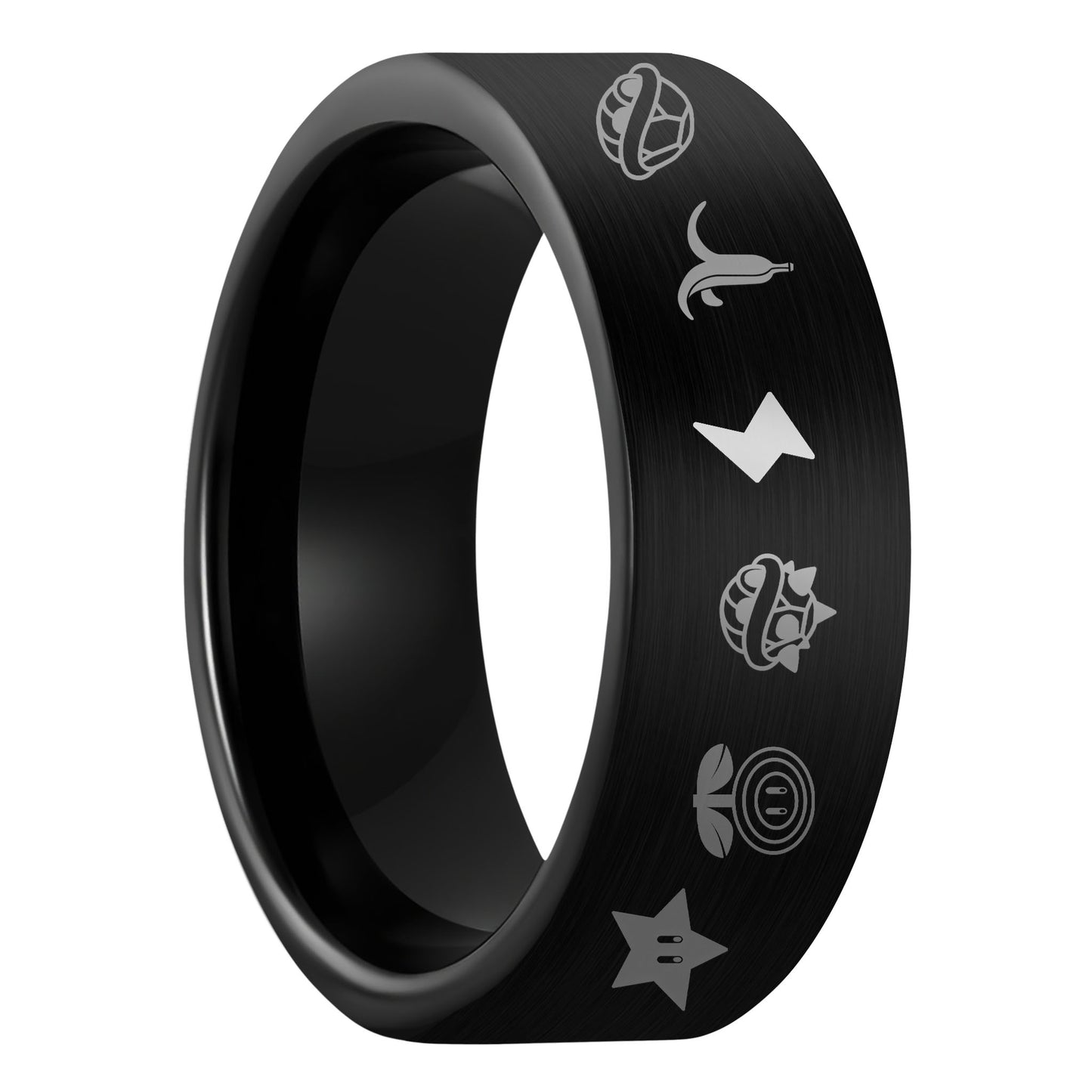 Mario Kart Items Alliance en tungstène noir brossé pour homme