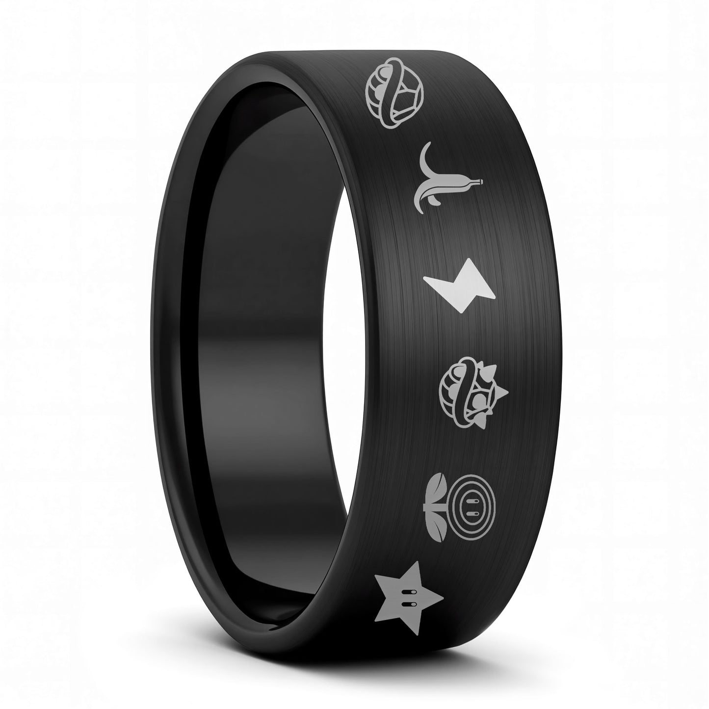 Mario Kart Items Brushed Tungsten Women's Wedding Band