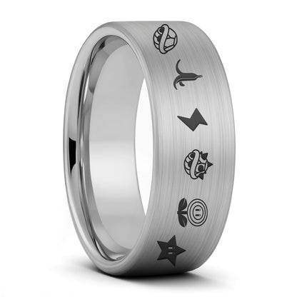 Mario Kart Items Brushed Tungsten Women's Wedding Band