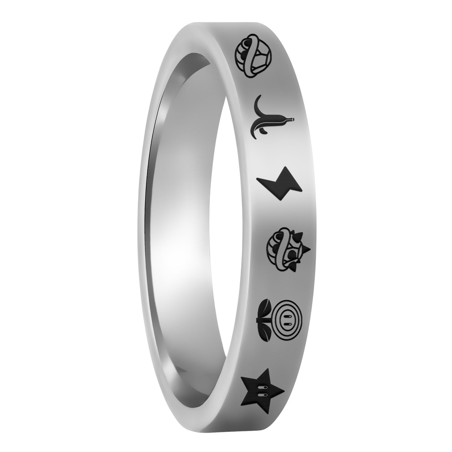 Anillo de bodas de tungsteno para mujer con elementos de Mario Kart