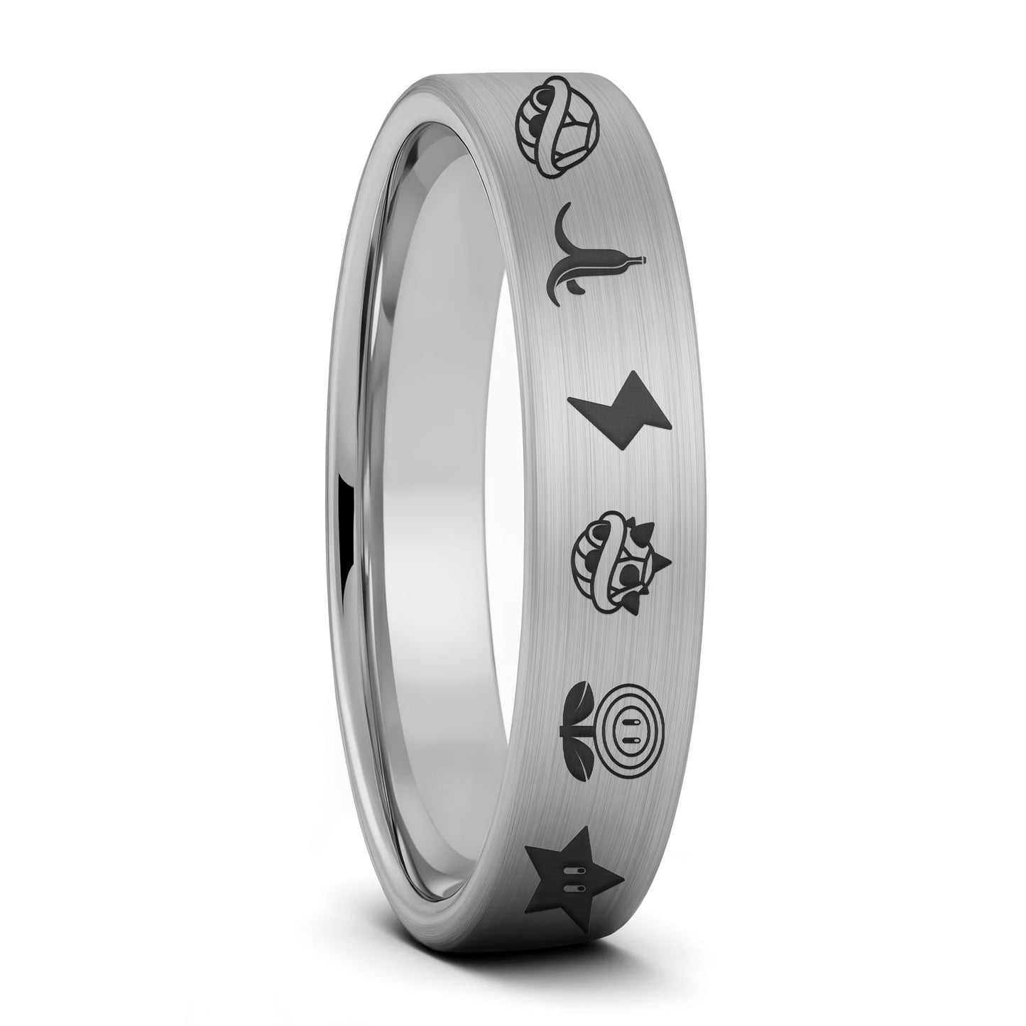 Mario Kart Items Brushed Tungsten Women's Wedding Band