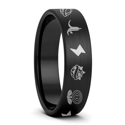 Mario Kart Items Brushed Tungsten Women's Wedding Band
