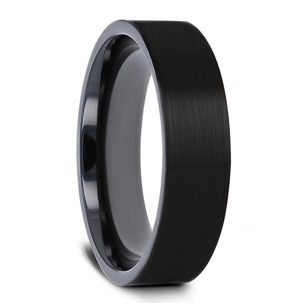 Alliance pour homme en titane noir brossé mat Bijoutiers Vansweden