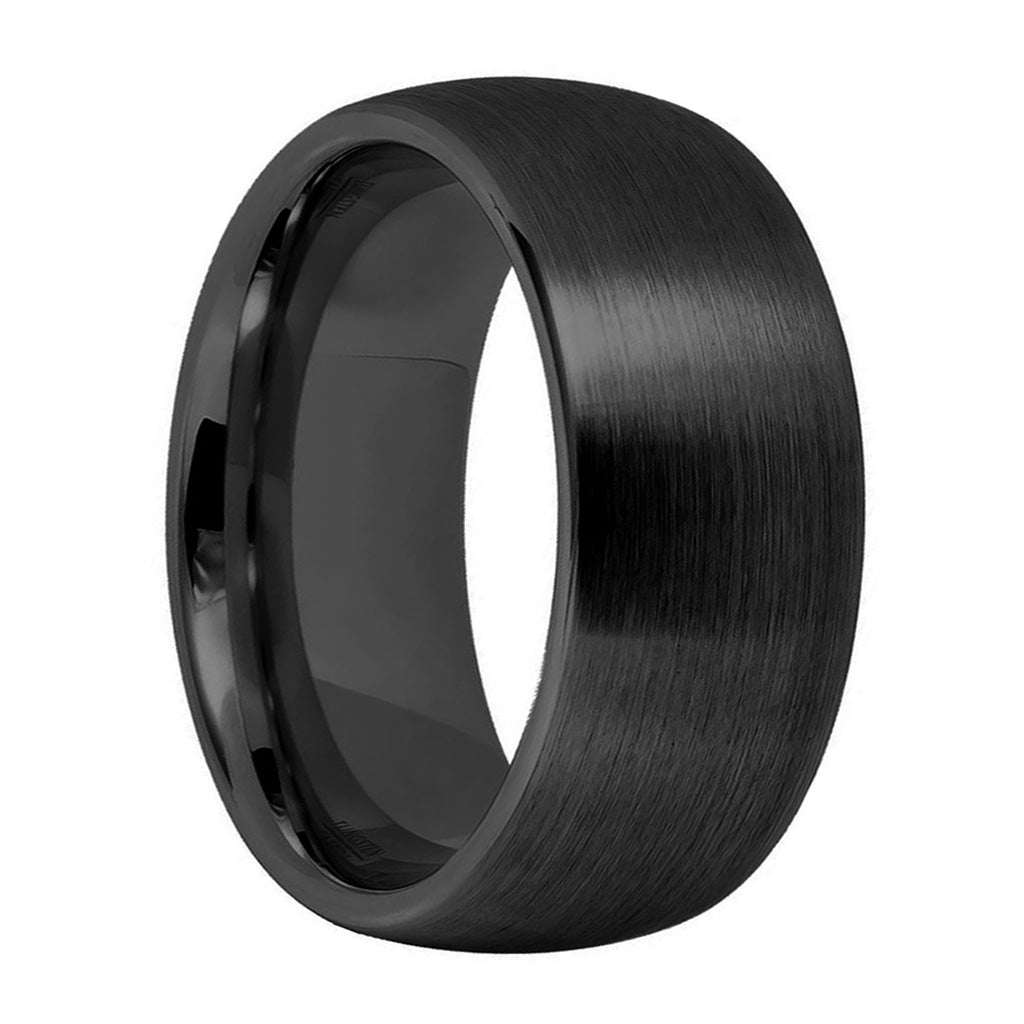 Domed Brushed Black Tungsten Men's Wedding Band