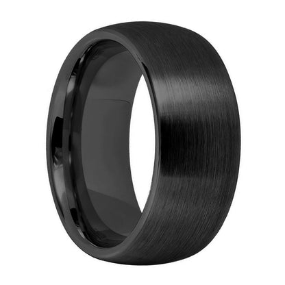 Domed Brushed Black Tungsten Men's Wedding Band