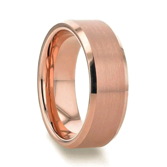 Classic Brushed Rose Gold Tungsten Men's Wedding Band