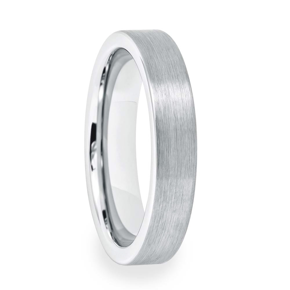 Brushed White Tungsten Couple's Matching Wedding Band Set
