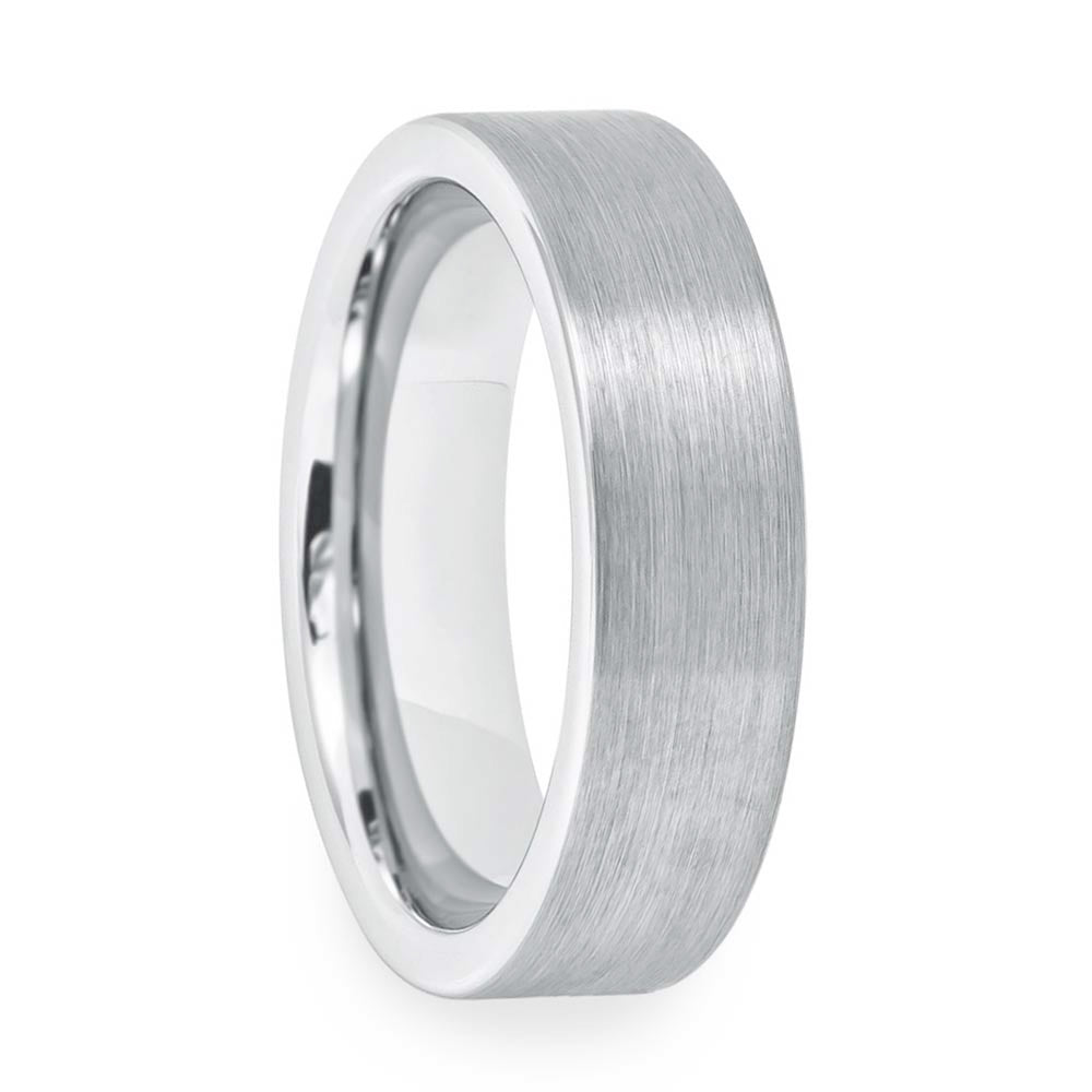 Brushed White Tungsten Couple's Matching Wedding Band Set