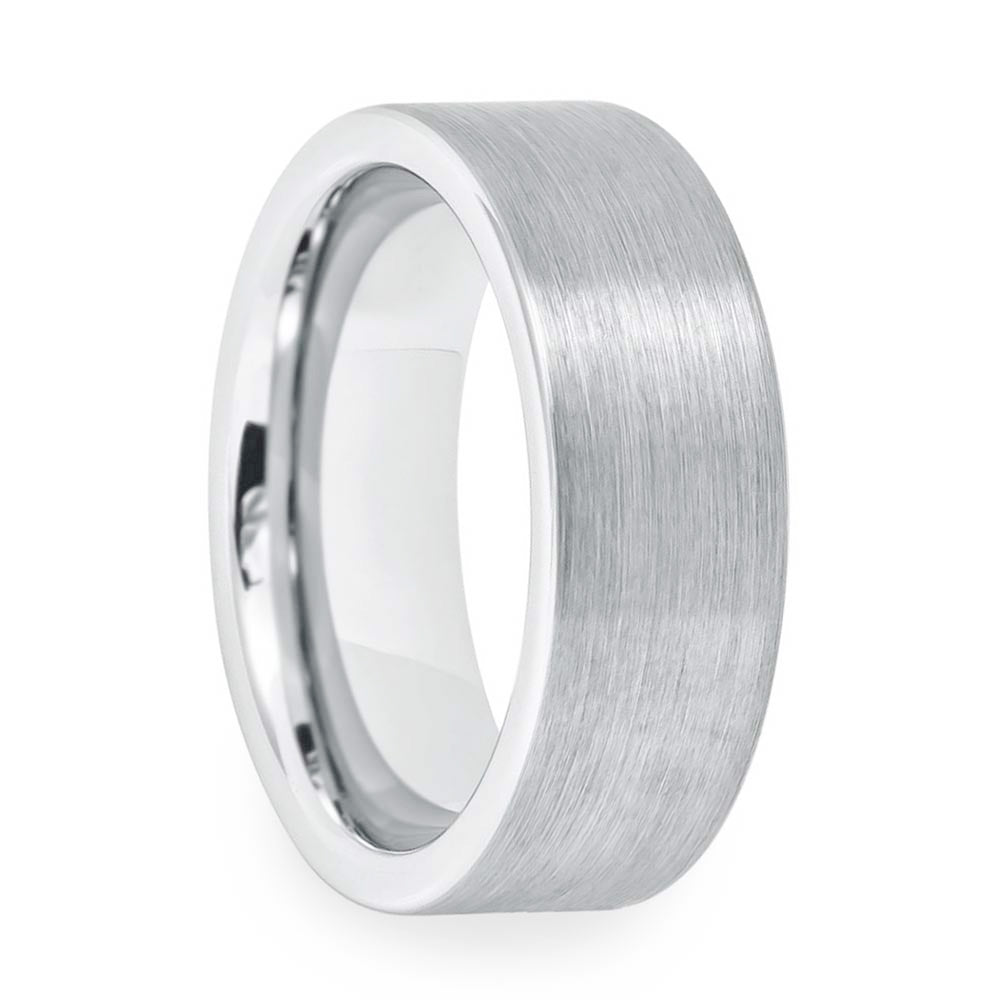 Brushed White Tungsten Couple's Matching Wedding Band Set