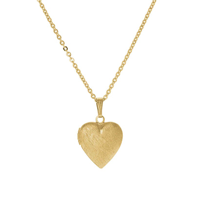 Heart Locket Necklace with Brushed Finish
