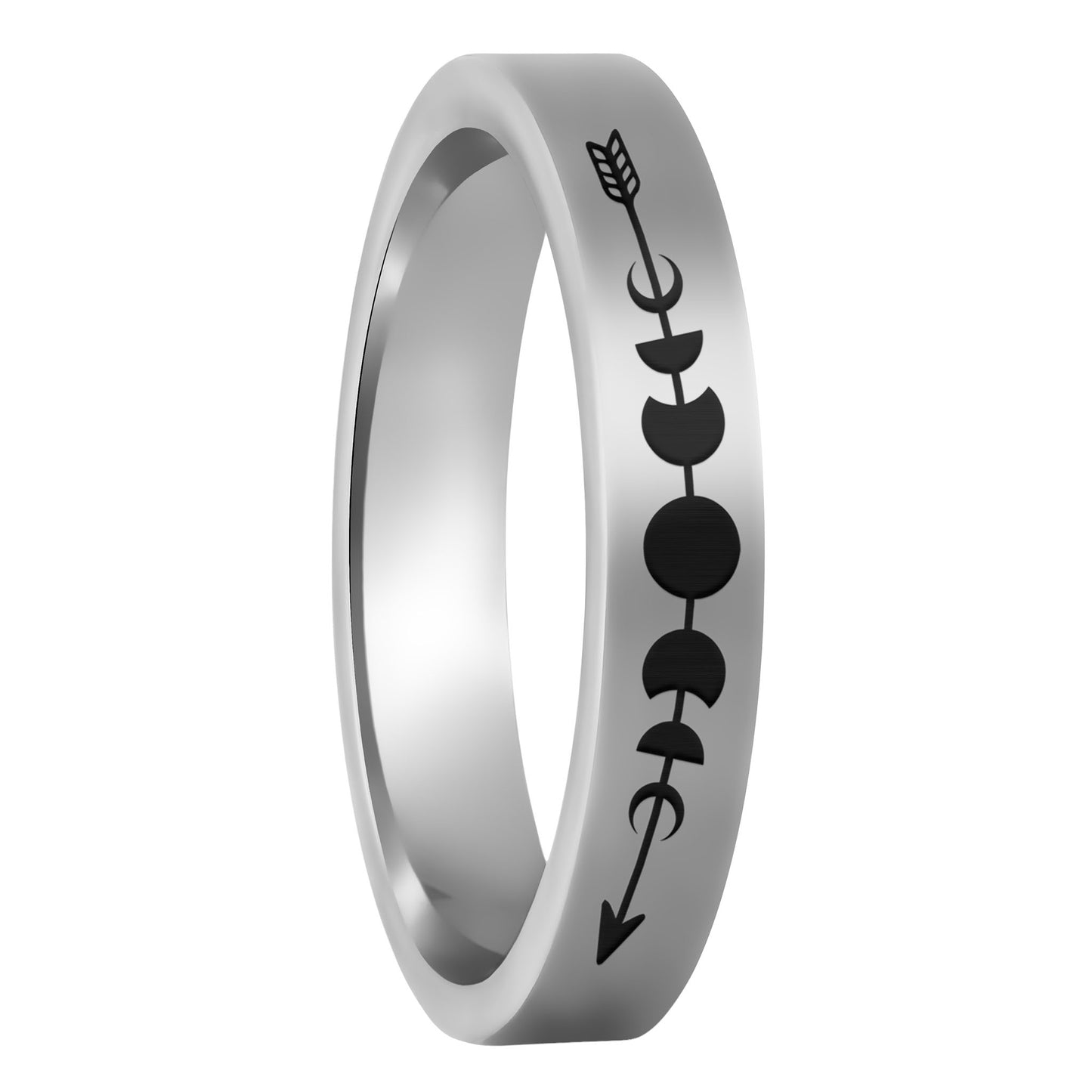 Moon Phases Tungsten Women's Wedding Band