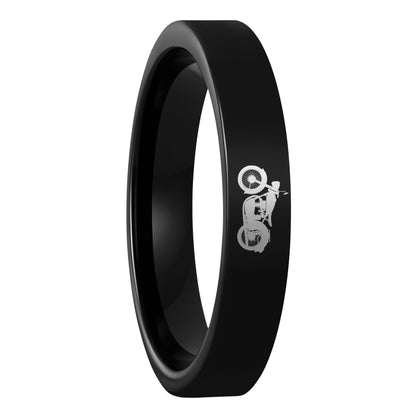 Alliance moto en tungstène pour femme