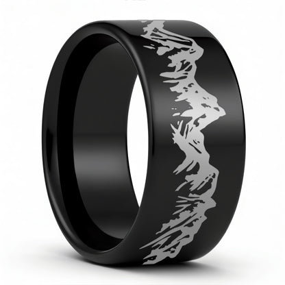 Mountain Range Tungsten Men's Wedding Band