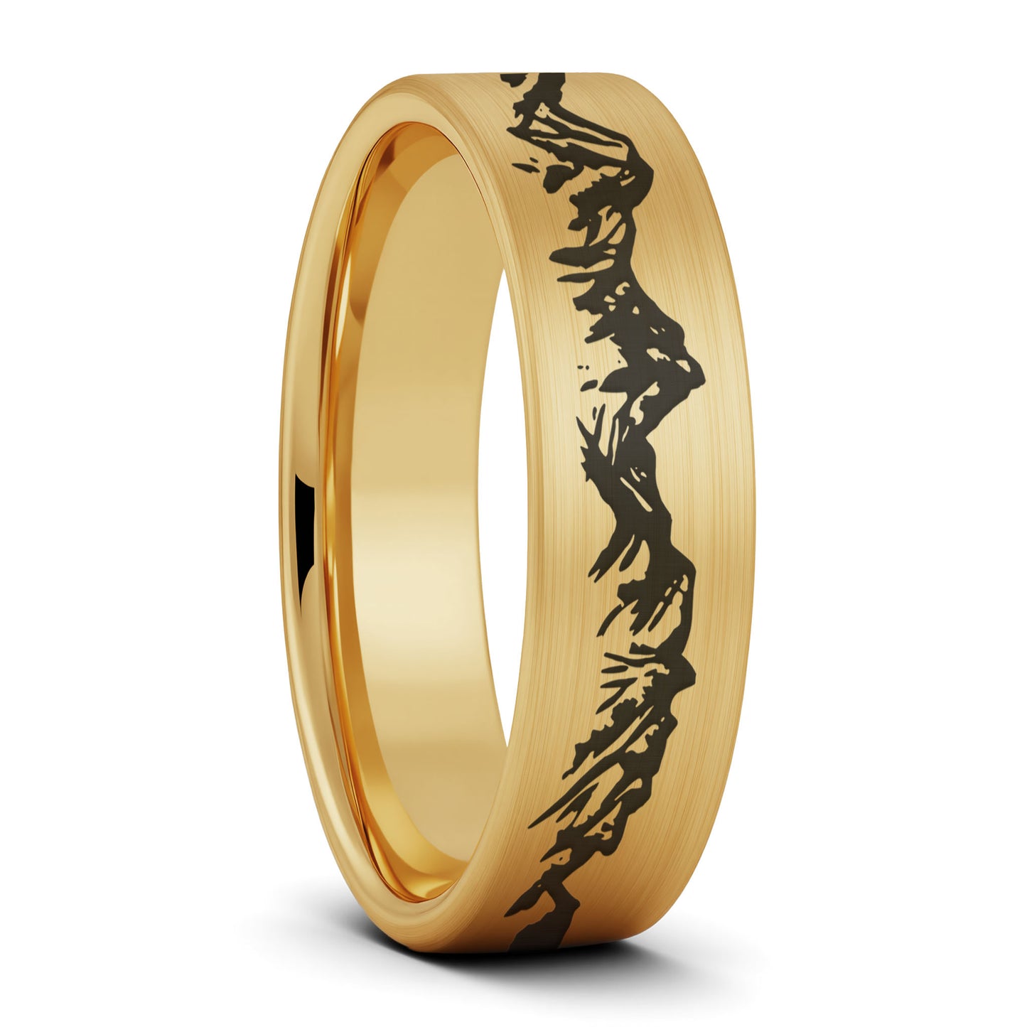 Mountain Range Brushed Tungsten Men's Wedding Band