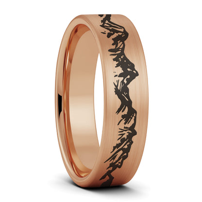 Mountain Range Brushed Tungsten Men's Wedding Band