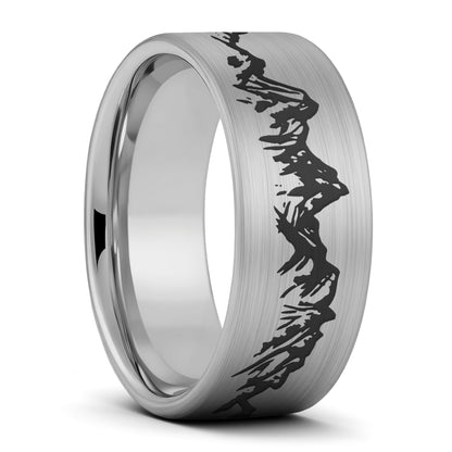Mountain Range Tungsten Men's Wedding Band