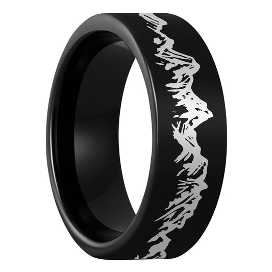 Mountain Range Tungsten Men's Wedding Band