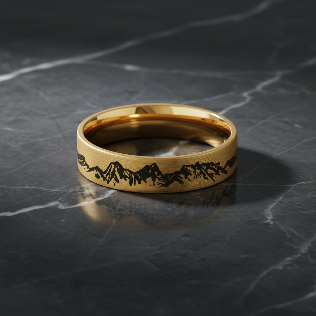 Alliance en tungstène pour femme Mountain Range