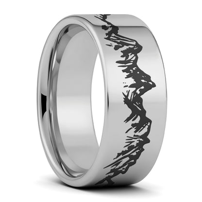 Mountain Range Tungsten Men's Wedding Band