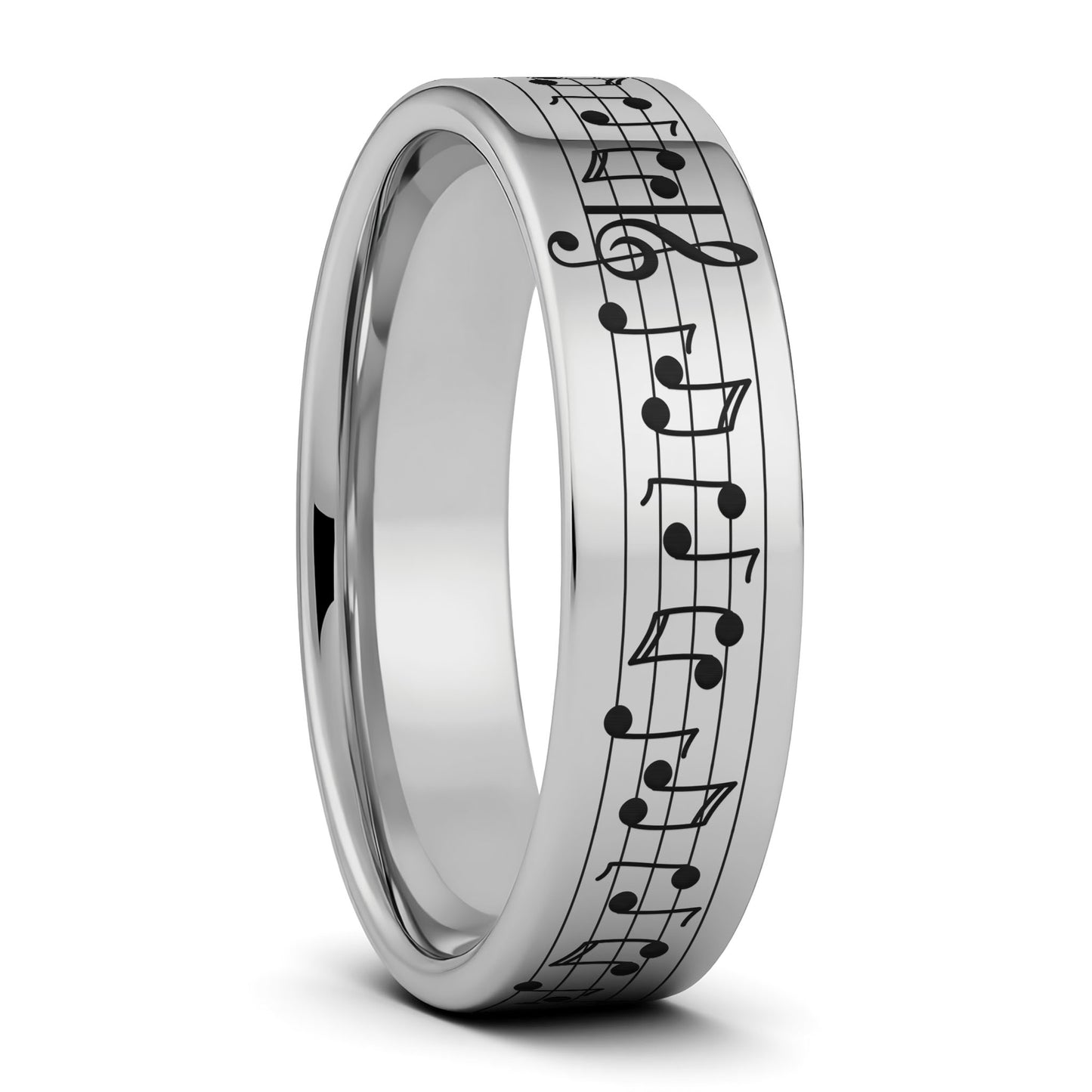 Alliance pour homme en tungstène avec notes de musique