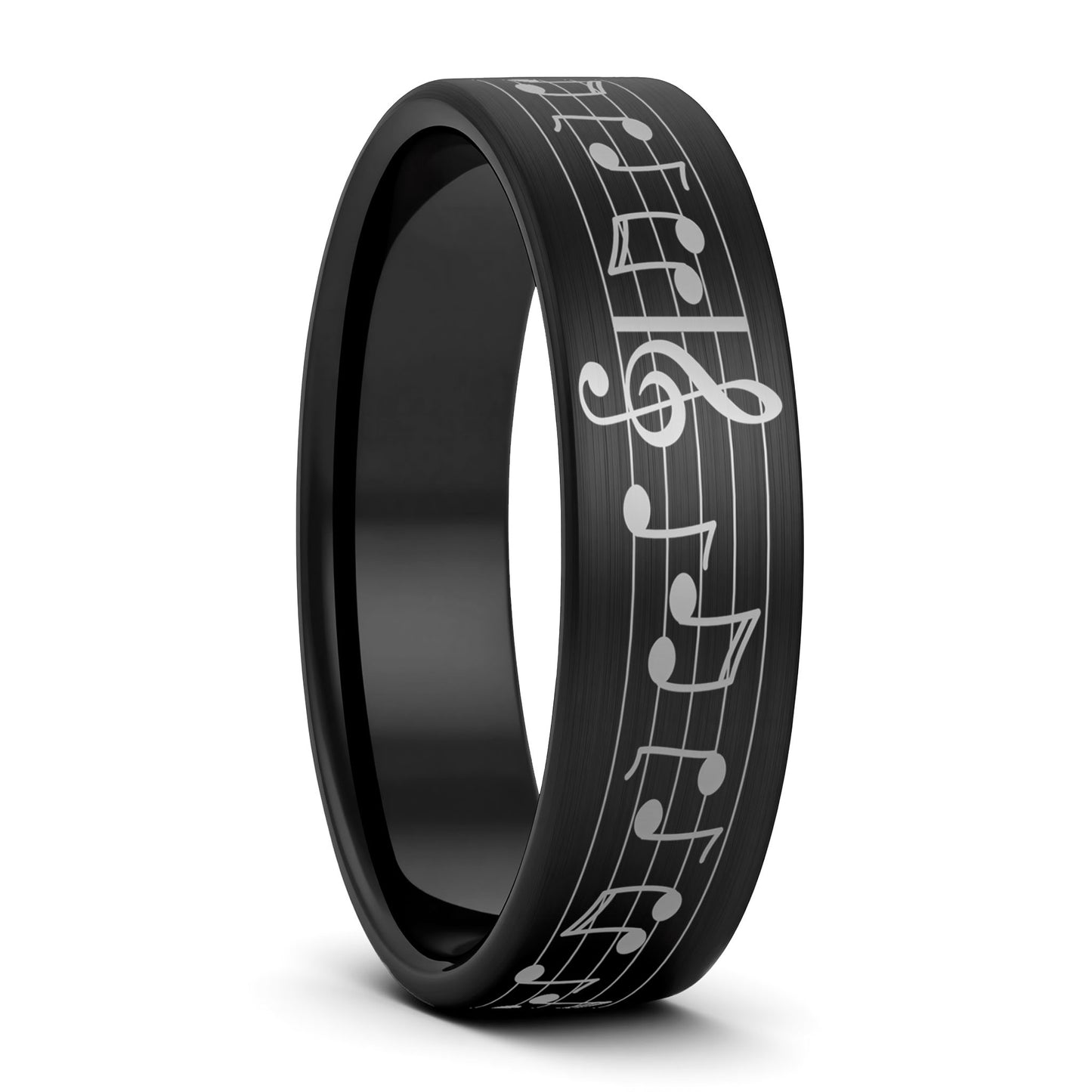 Music Notes Brushed Tungsten Men's Wedding Band