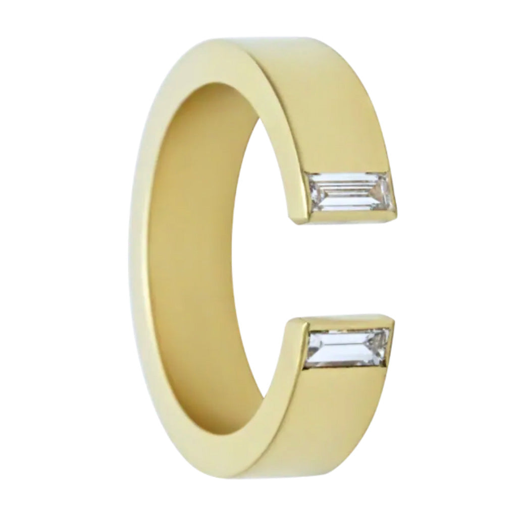 Negative Space Baguette Diamond & 14k Gold Women's Ring