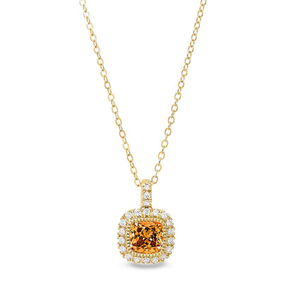 Cushion Cut Birthstone Halo Style Sterling Silver Necklace