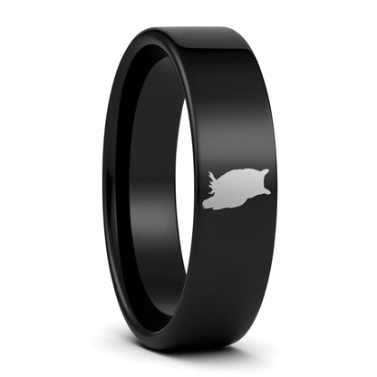 Owl Tungsten Men's Wedding Band