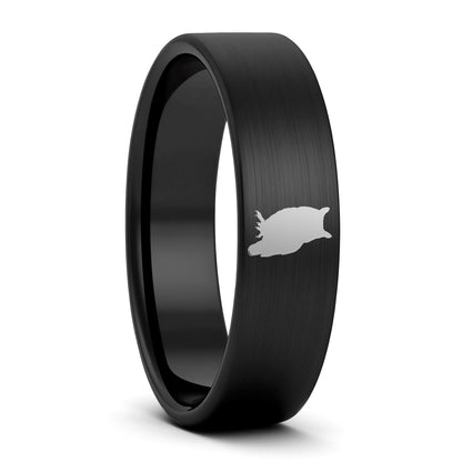 Owl Brushed Tungsten Men's Wedding Band